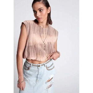 One Teaspoon Womens Acid Sky Hand Dyed Bubble Top Backless Cropped Size XS NWT